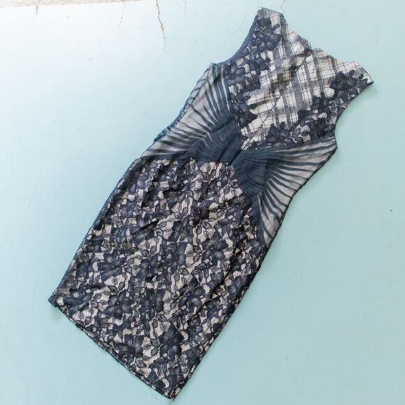 Tadashi Shoji Embroidered Tulle Boatneck Lace Floral Formal Sheath Dress - Picture 11 of 11